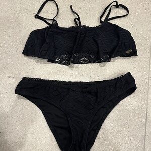 ROXY LADIES TWO PIECE BIKINI BLACK MEDIUM